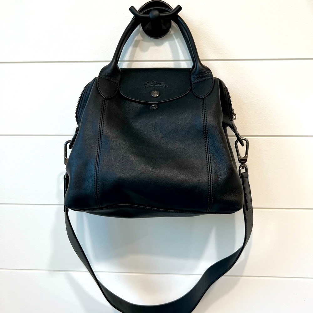 Longchamp Black Leather Shoulder Bag